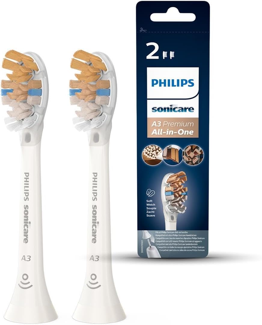 Philips Sonicare Original A3 Premium All-in-One Standard Sonictoothbrush Heads - 2 Pack in White (Model HX9092/10)