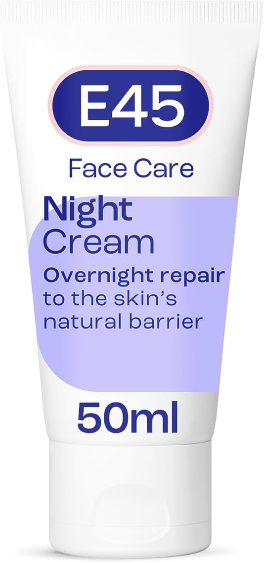 E45 Face Night Cream - Nourishing Night Moisturiser to Restore Skin Barrier – For Sensitive Skin & Eczema Prone Skin - Regenerative & Firming Night Cream - Perfume Free - Dermatologist Approved - 50ml