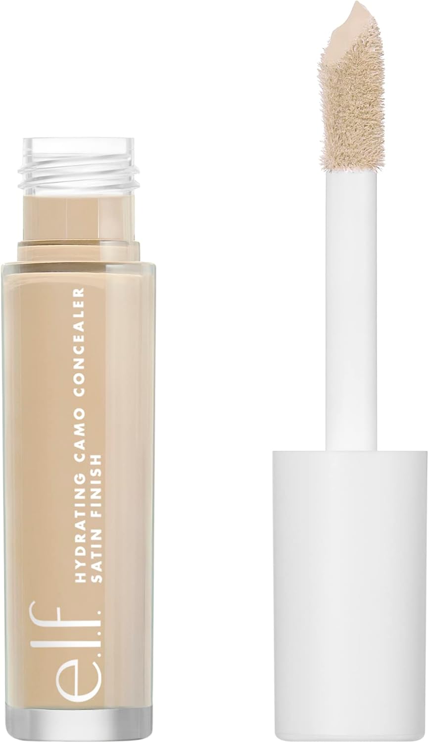 e.l.f. Hydrating Camo Concealer, Satin Finish, Conceals, Corrects & Highlights, Light Beige, 0.203 Fl Oz (6mL)