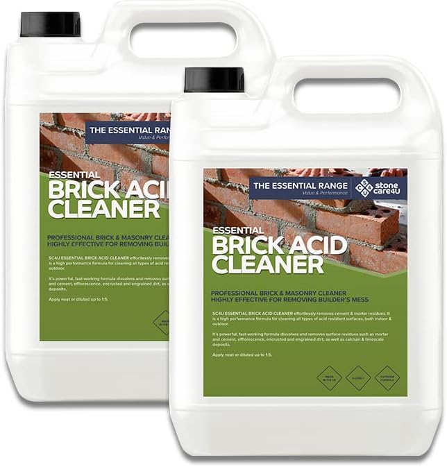 Stonecare4u - Essential Brick Acid Cleaner - High-Performance Formula Effortlessly Removes Cement & Mortar Residue from Walls & Brickwork… (2 x 5 Litres)