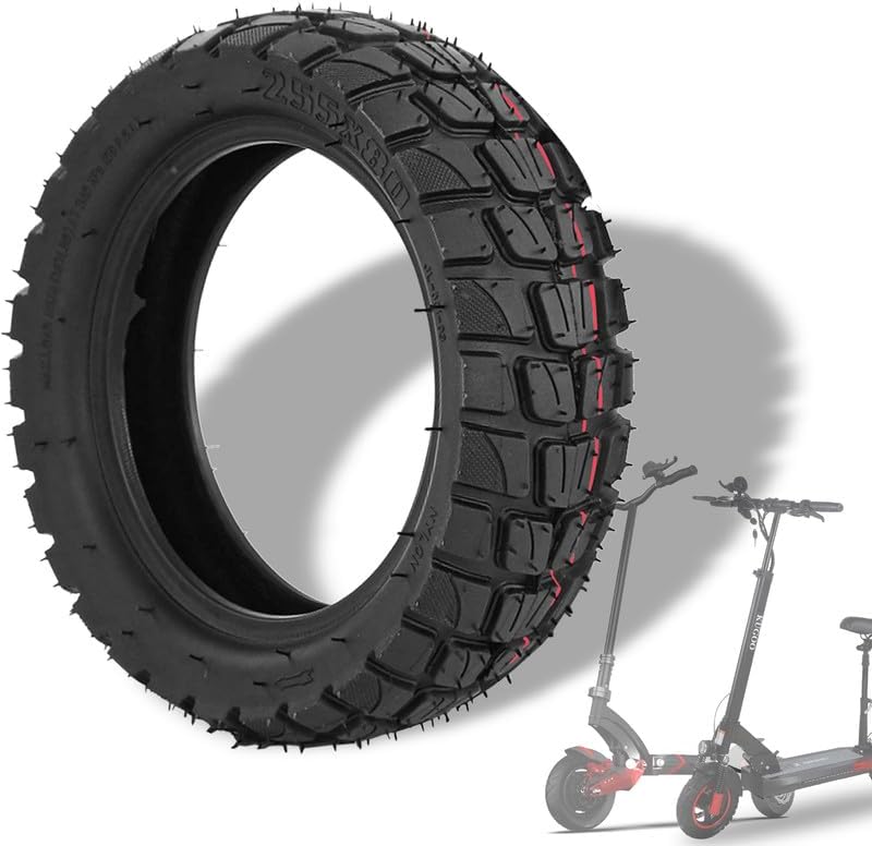 255x80 80/65-6 Off-road Rubber Outer Tire Replacement for Gotrax Atlas/Kugookirin G2 Max/Nanrobot D4+ D5+ D6+ N6/Ninebot P100S P65/Joyor S5 Electric Scooter, 10x3-6 inch Thickened Tyre