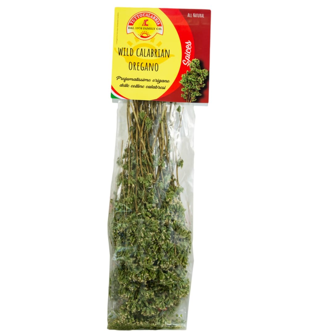 TUTTOCALABRIA Oregano, Dried Calabrian Oregano on the Stem, Product of Italy, 40 g, All Natural, Non-GMO, Product of Italy