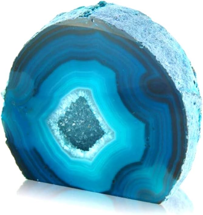 Fossil Gift Shop Green Agate Geode – Natural Quartz Crystal Centre