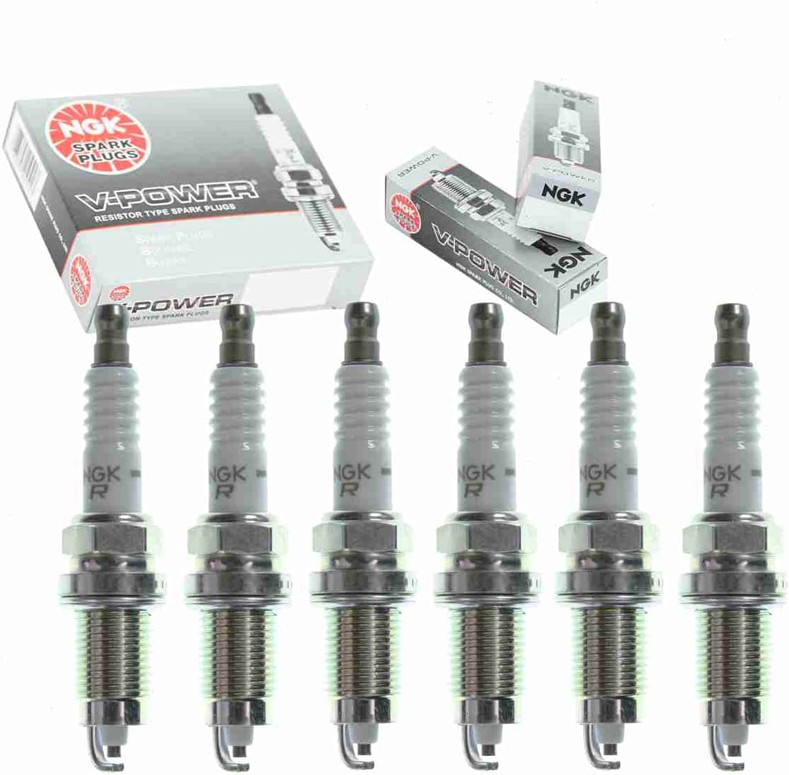 6 pc NGK V-Power Spark Plugs compatible with Jeep Cherokee 4.0L L6 1991-1998