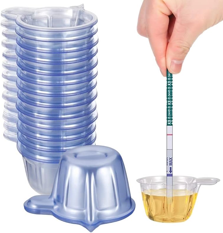 Pinenuts Disposable Urine Cups, 60 Pcs Plastic Urine Collection Cups, 50 ML Urine Specimen Cups for Pregnancy Ovulation Test