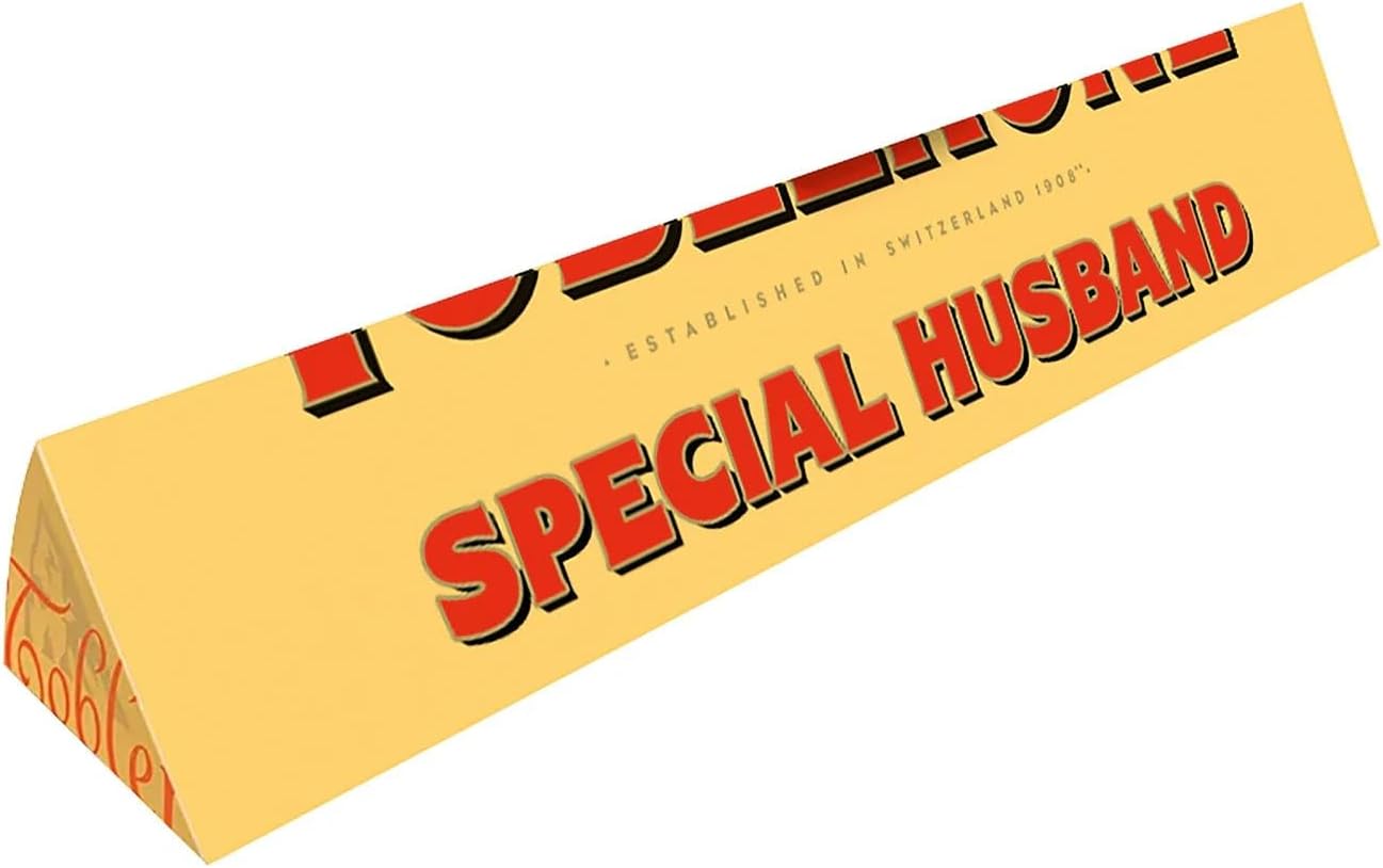 Personalised Milk Chocolate Toblerrone With Honey Almond Nougat 100g || Delicious Toblerrone chocolate, with an adorable Personalised Message (Special Husband)