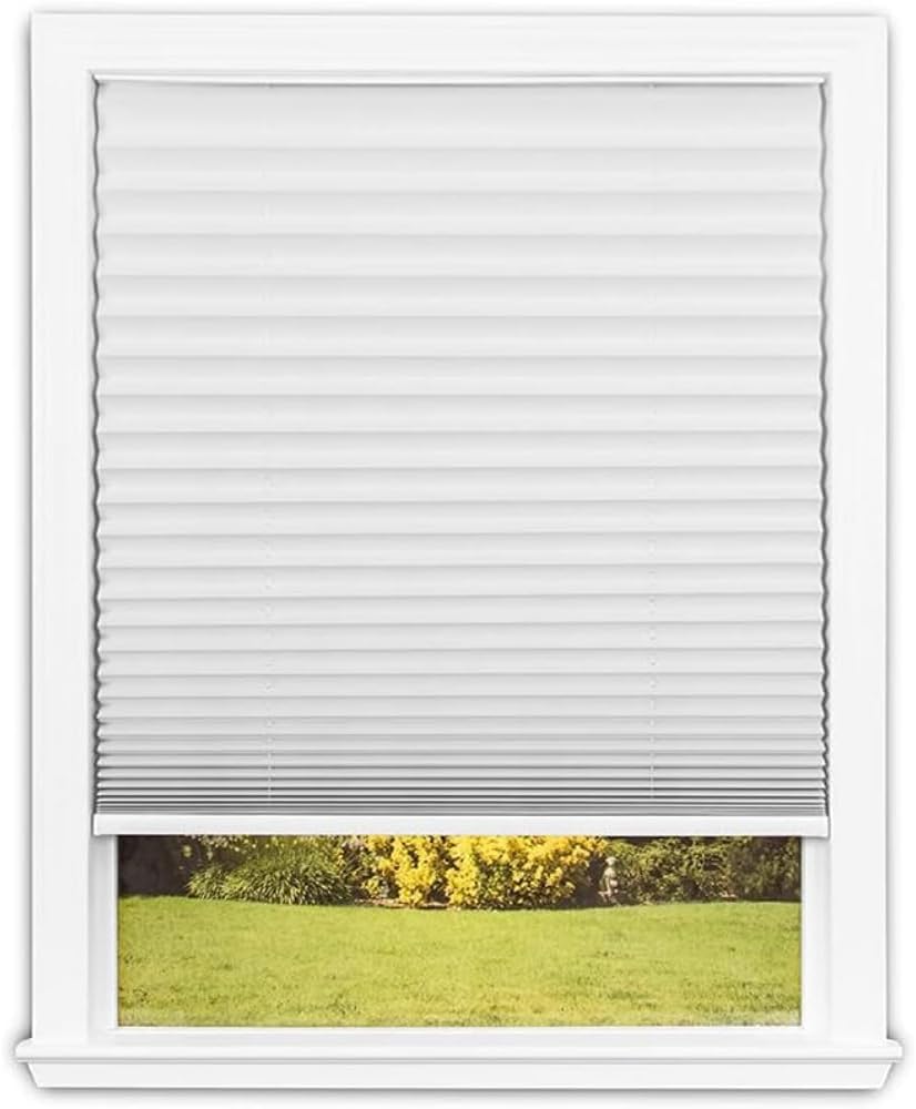 Redi Shade No Tools Easy Lift Trim-at-Home Cordless Pleated Light Filtering Fabric Shade White, 30" W x 64" L, (Fits windows 19 in - 30 in)