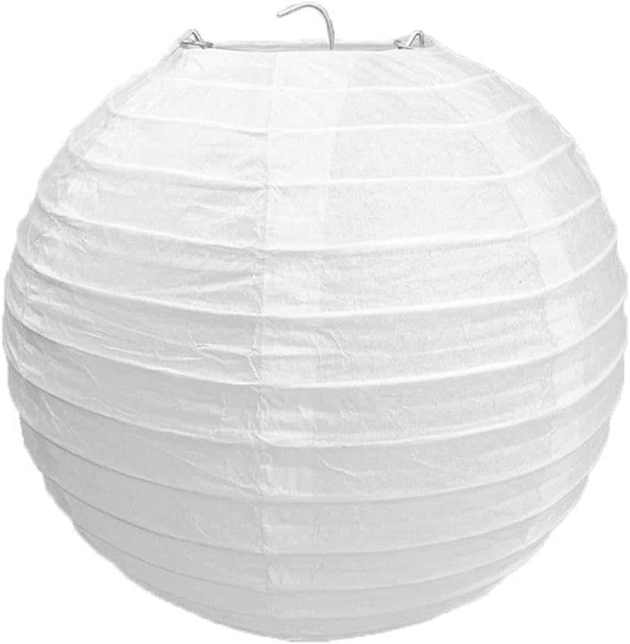Generic White Paper Lampshades for Ceiling Lights 40 cm Lamp Shades Ceiling Light Shade Ceiling Round Paper Bamboo Style Ribbed Pendant Lamp Shade,1-Piece