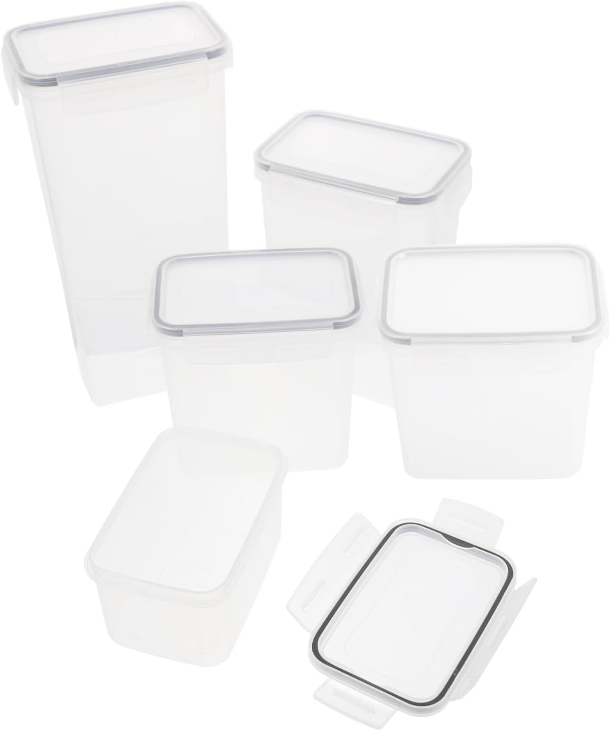 5Pcs Airtight Grain Canisters Plastic Food Storage Containers Sealing Lids for Kitchen Organization for Cereal Flour and Pantry Staples