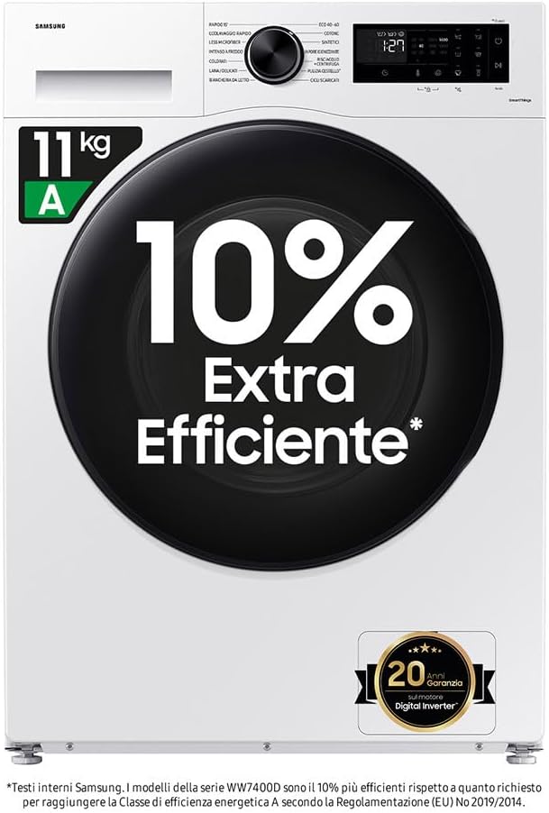 Samsung Series 5 AI Energy SpaceMax™ WW11DG5B25AEEU 11kg Washing Machine with 1400 rpm - White - A Rated