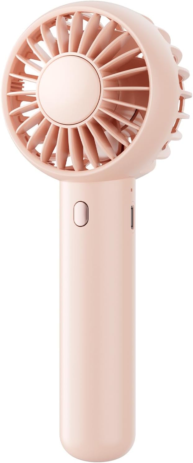 gaiatop Mini Portable Fan, Small and Powerful, Cute Design 3 Speed Personal Handheld fan and Desktop with Base, Lightweight USB Rechargeable for Travel Lash Makeup Girl Women Summer Gift Pink