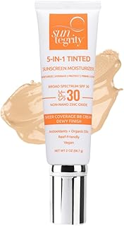 Suntegrity Tinted 5 in 1 Mineral Sunscreen for Face (SPF 30-2 oz) - Light | BB Cream Moisturizer with Physical UVA/UVB Broad Spectrum Protection | Safe for Sensitive Skin