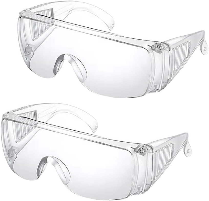LAIYOHO 2 Pieces Protective Glasses with Scratch Resistant Eyewear Lenses UV Protection Adult Over Glasses Goggle for Construction Laboratory Chemistry Class