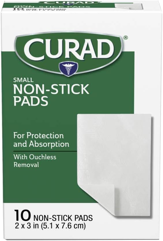CURAD Sterile Nonstick Pads, 2" x 3", Not Made From Natural Rubber Latex, 10/Box