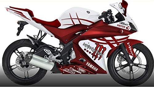 ADMOTO ABS plastic Motorcycle Injection Pre-Drilled Hole Cowl Fairings Bodywork Kit Complete Set For Yamaha R125 2008-2012 (red+white)