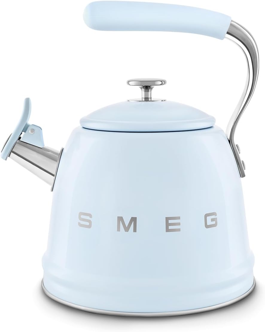 SMEG Retro Stovetop Whistling Kettle – 2.4Q (Pastel Blue)