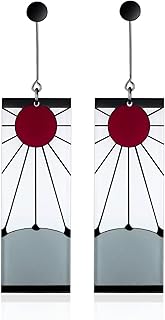 925 Sterling Silver Tanjiro Earrings,Anime Cosplay Tanjiro Black Earrings Ear clip For Men Women Earrings