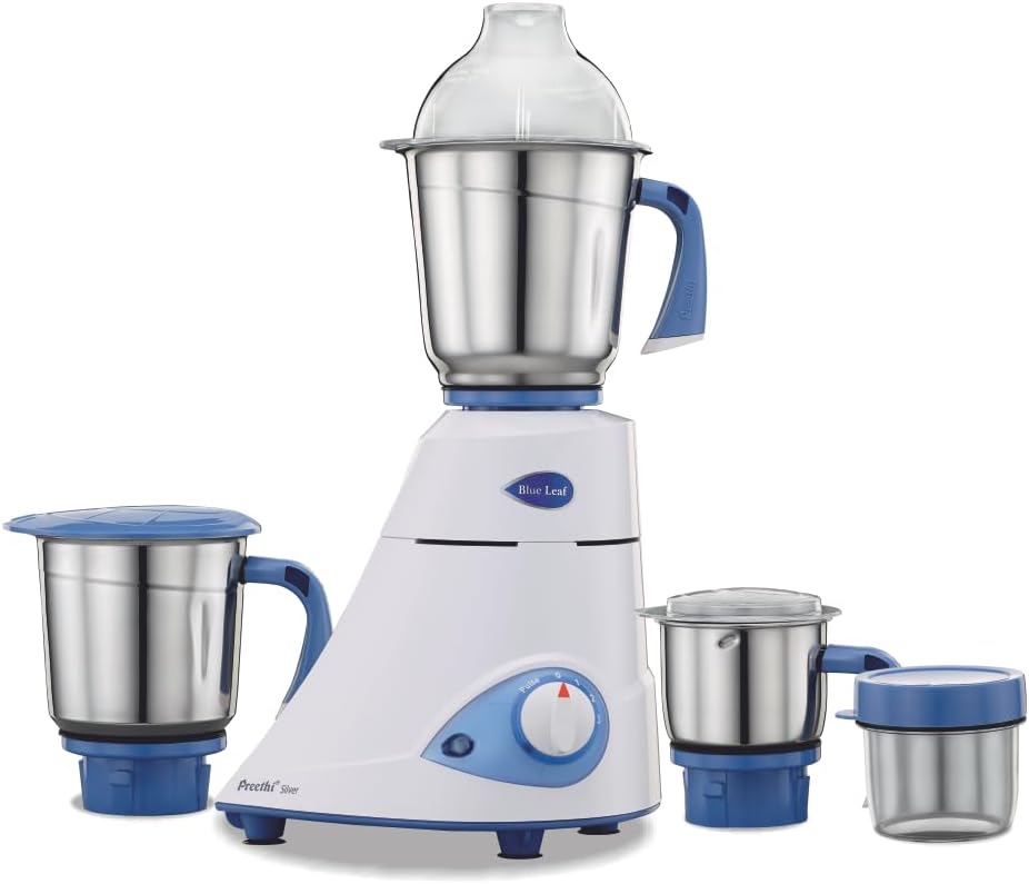 Preethi Blue Leaf Silver MG-149-600 Watt Mixer Grinder (Indian Plug)