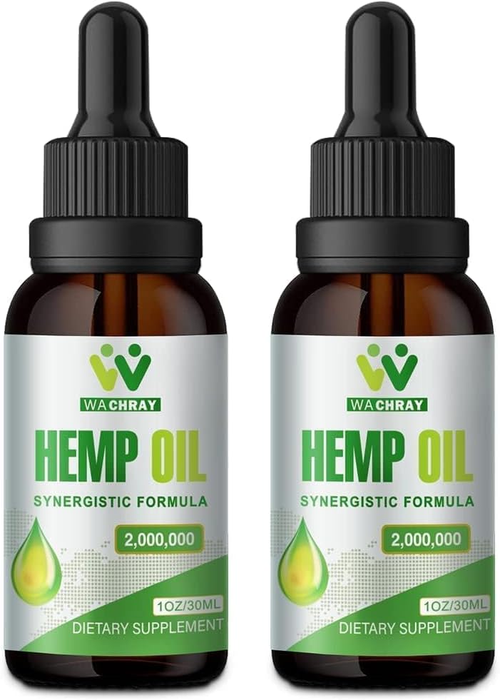 Hemp Oil Drops High Potency - 2,000,000 Maximum Strength Organic Hemp Oil Tincture - Pure C02 Extraction, Vegan, Non-GMO, Pack of 2