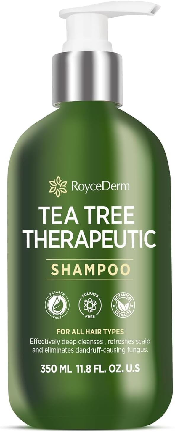Roycederm Tea Tree Oil Shampoo for Dry Scalp, Dandruff, and Itchy Scalp - Clarifying shampoo with Tea Tree Oil, Paraben & Sulfate Free