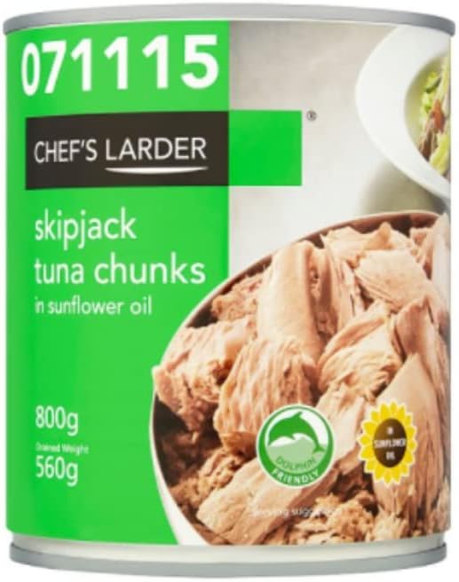 Chef's Larder Skipjack Tuna Chunks in Sunflower Oil 800g x 6