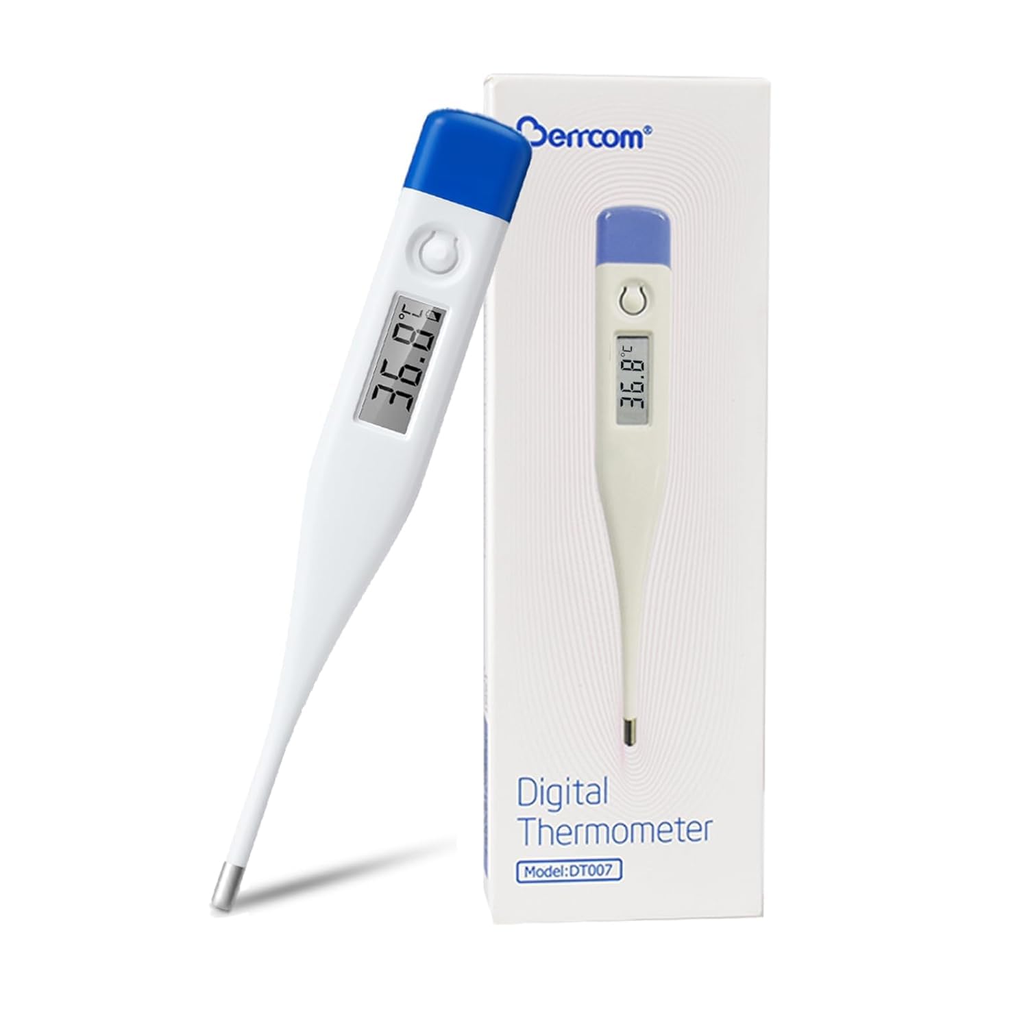 Berrcom Digital Thermometer for Adults and Babies Oral, Underarm and Rectal Medical Thermometer for Fever Kids with °C/°F Switch and Fever Alarm