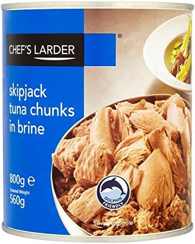 ( 6 Pack ) Chef's Larder Skipjack Tuna Chunks in Brine 800g (Drained Weight 560g)