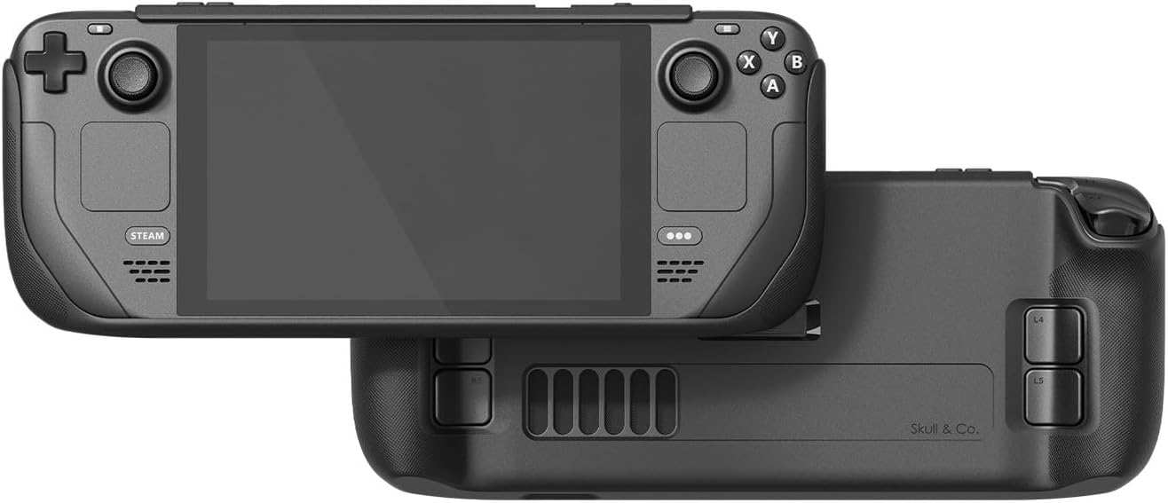 Skull & Co. GripCase SD for Steam Deck: A Soft Protective Case with Textured Grips Full Protection and Stand, Shock-Absorption Non-Slip and Anti-Scratch Cover Design - Black