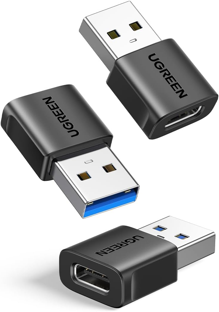 UGREEN USB C to USB Adaptor,Car Fast Charging Adapter,3 Pack 10Gbps Date Tansfer Type C Female to USB 3.0 Male Converter Compatible with iPhone 16/15, iPad Air/Mini, Apple Watch,Samsung Galaxy S24