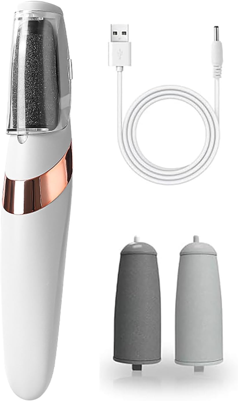 UQQU Electric Foot File, Electric Callus Removers for Feet, Rechargeable Electric Foot Callus Remover Pedicure Kits, Removes Dry Skin for Smoother Feet, Foot Care for Dead Skin - White