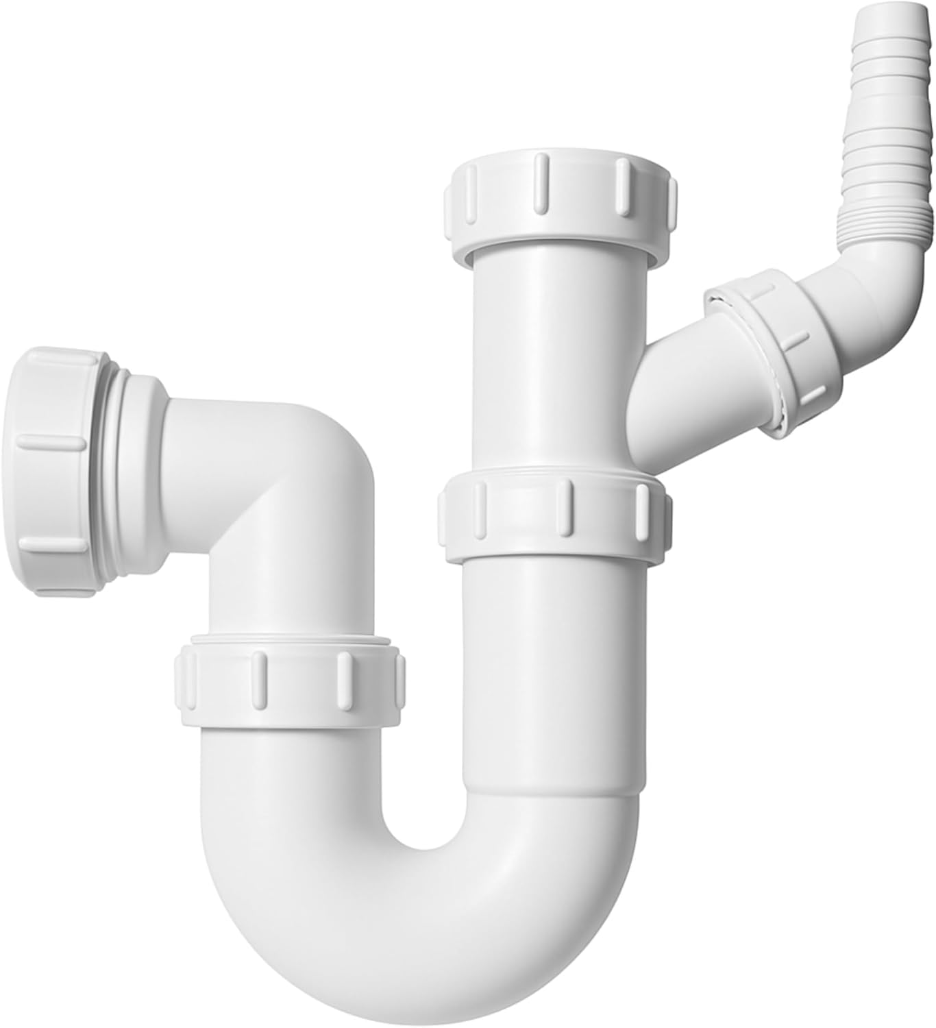 Hulthor Washing Machine Waste Trap – Single or Double Outlet Options – 1.5" Inlet Trap for Washing Machine, Dishwasher, or Kitchen Sink Waste Connection – Easy Fit Compression Joint (Single Outlet)