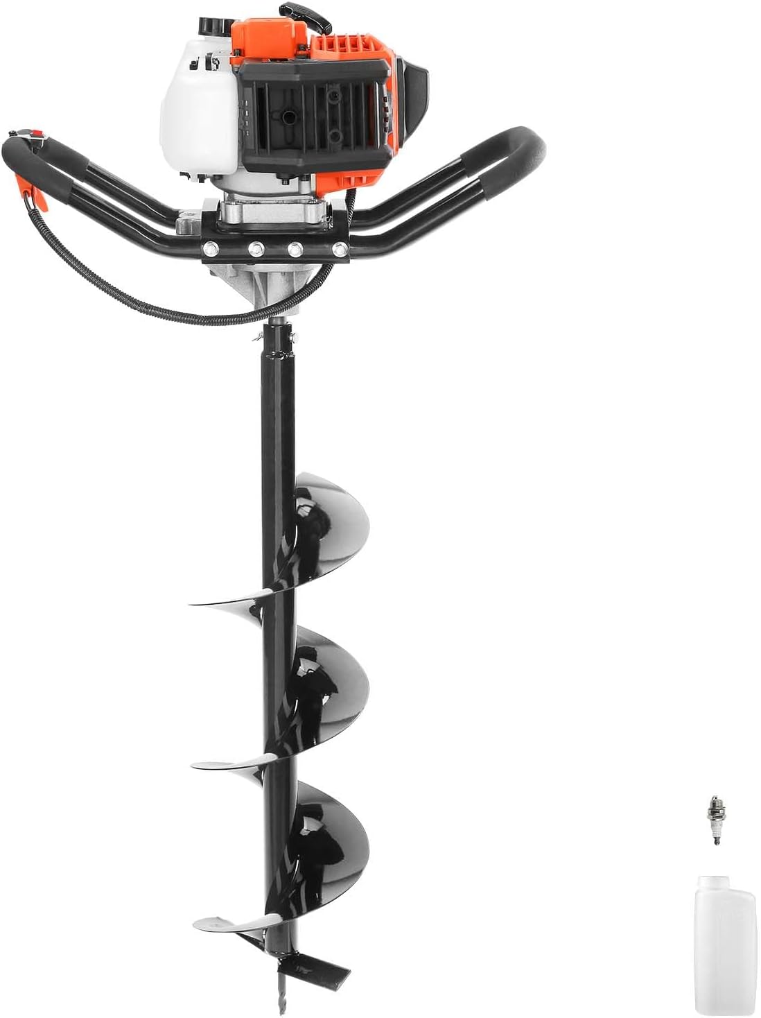 VEVOR Post Hole Digger, 43cc 1250W Auger Post Hole Digger, Gas Powered Earth Digger with 8" Earth Auger Drill Bit, 30 inch Long Alloy Steel Auger, for Farmland, Garden and Plant, EPA Certification