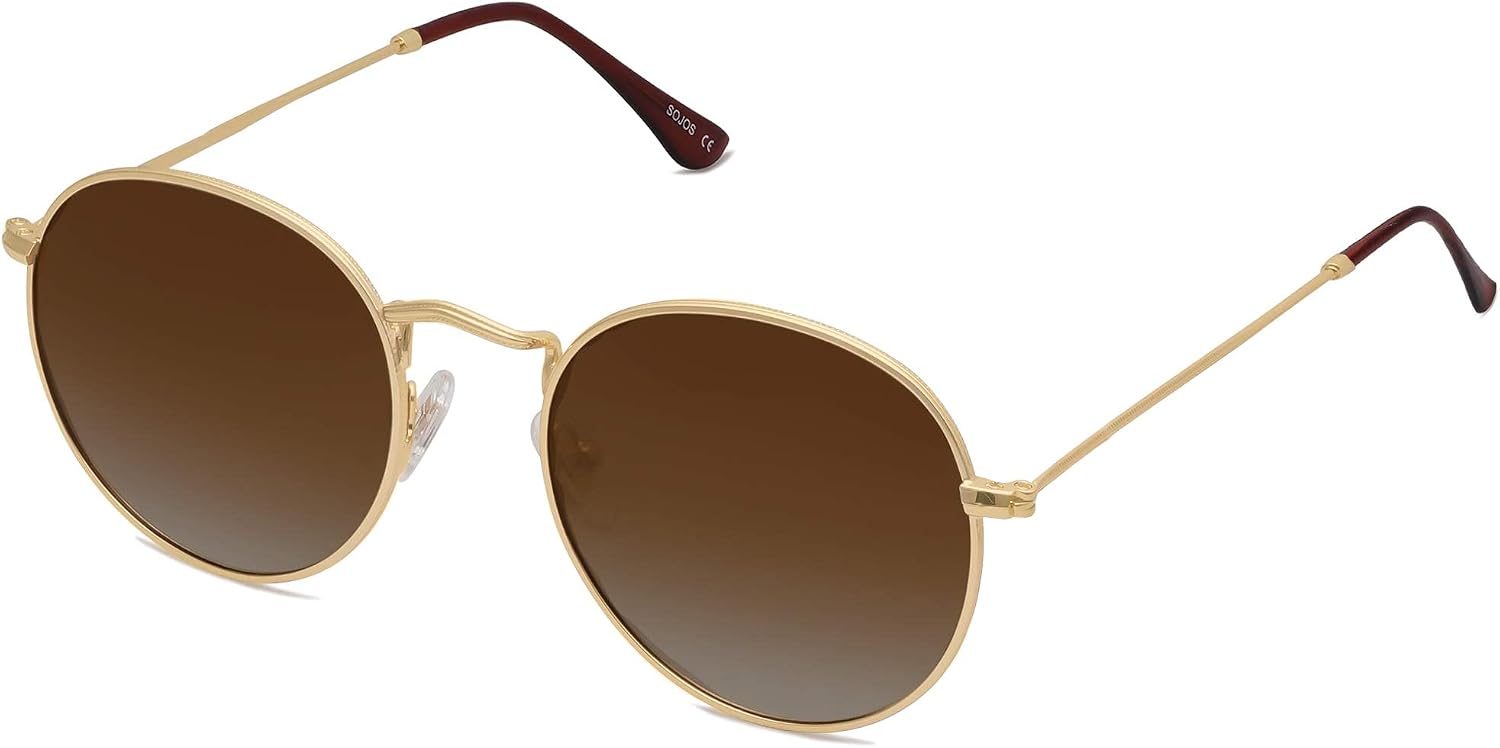 SOJOS Small Round Polarized Sunglasses for Women Men Classic Vintage Shades