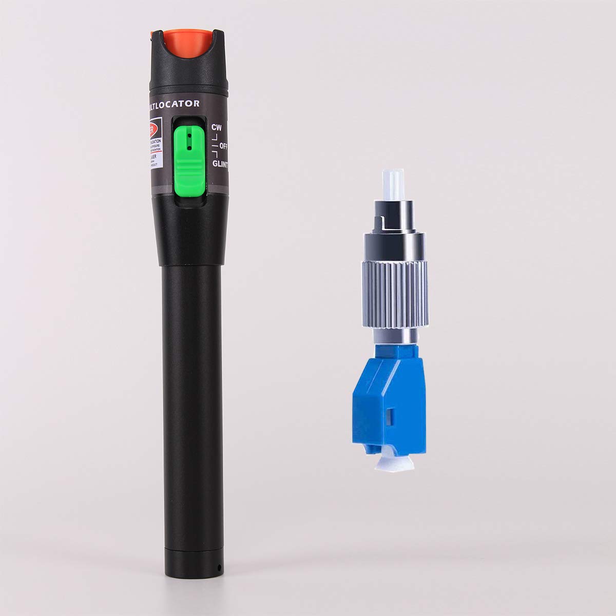 Visual Fault Locator 30KM, VFL Fiber Optic Tester Kit Include Single Mode 9/125um FC Male to LC Female Adapter, Fiber Light Pen for Network Cable Test