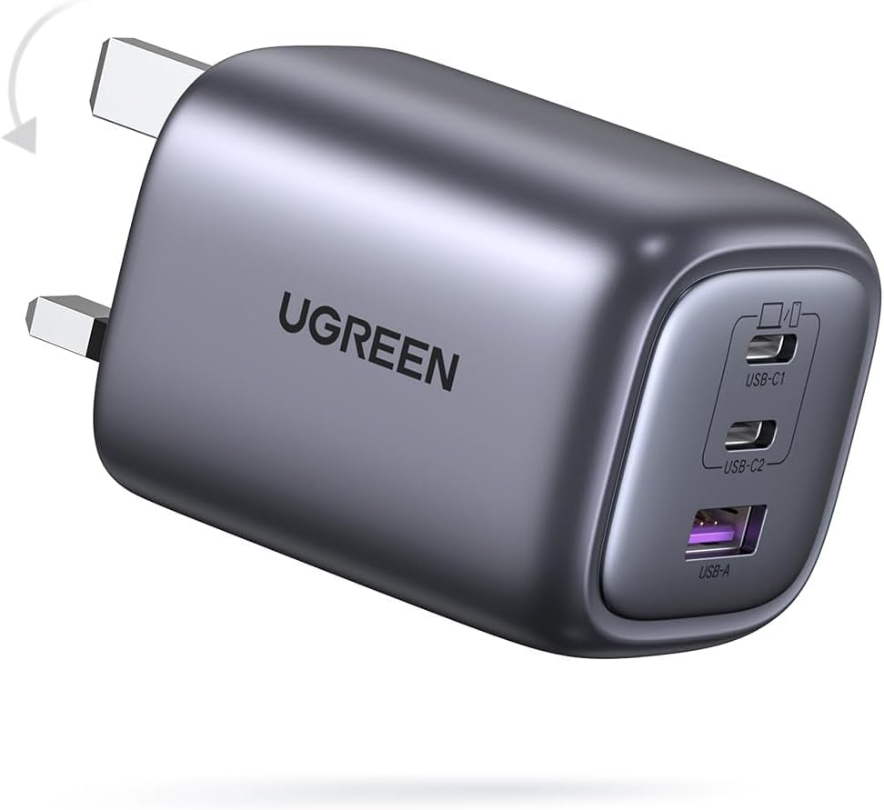 UGREEN USB C Charger, MacBook Charger Nexode 65W Foldable Fast GaN Charger 3-Port USB C Plug Support PPS/PD3.0 Compatible with MacBook Pro/Air, iPhone 16 Pro/16/15, iPad, Galaxy S24/S23, Steam Deck