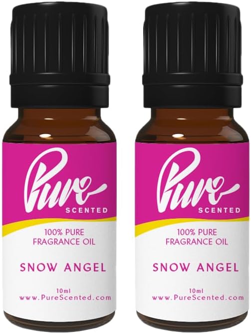 Pure Scented 20ml Fragrance Oils - 2 x 10ml Suitable for Candles, Soaps, Slime, Diffusers, Cosmetics, Wax Melts, Designer (2 x 10ml, Snow Angel)