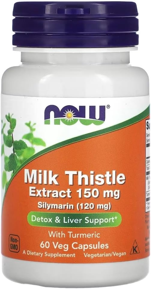 Now Foods – Milk Thistle Extract with Turmeric 150mg | Liver Support & Antioxidant Protection – 60 Vcaps