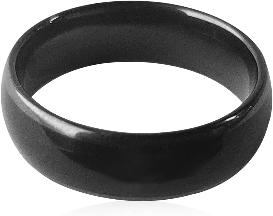 Waterproof Ceramic NFC Ring, NFC Forum Type 2 215 496 Bytes Chip Universal for Mobile Phone, All-Round Sensing Technology Wearable Smart Ring, Fasion Ring for Men or Women (7#, Black)