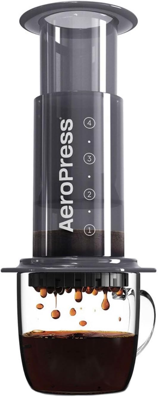 AeroPress Coffee and Espresso Maker - Quickly Makes Delicious Coffee Without Bitterness - 1 to 3 Cups Per Pressing,Black