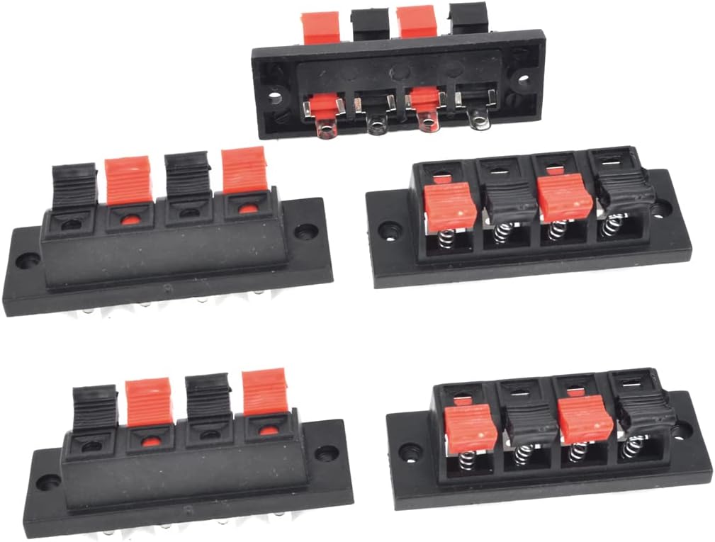 sourcing map 5pack 4Pin Red and Black Spring Push Audio Terminal Board Connector
