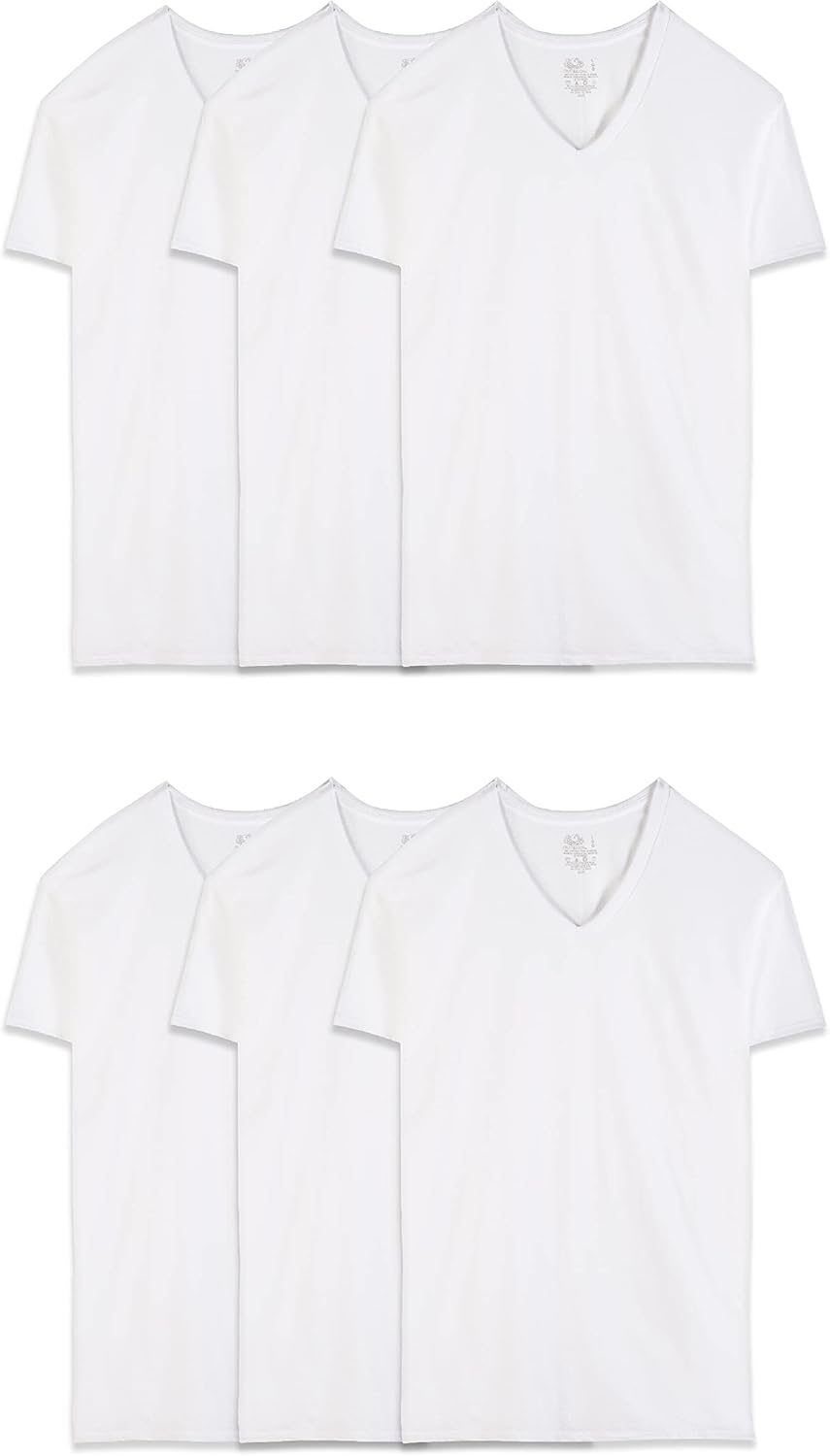 Fruit of the Loom Men's Eversoft Cotton Stay Tucked V-Neck T-Shirt