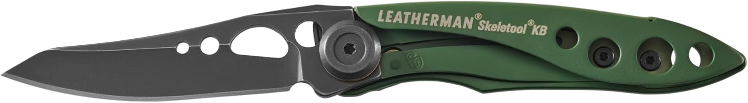 LEATHERMAN, Skeletool KB Pocketknife with Straight Edge, Stainless Steel Blade and Bottle Opener, Olive Green