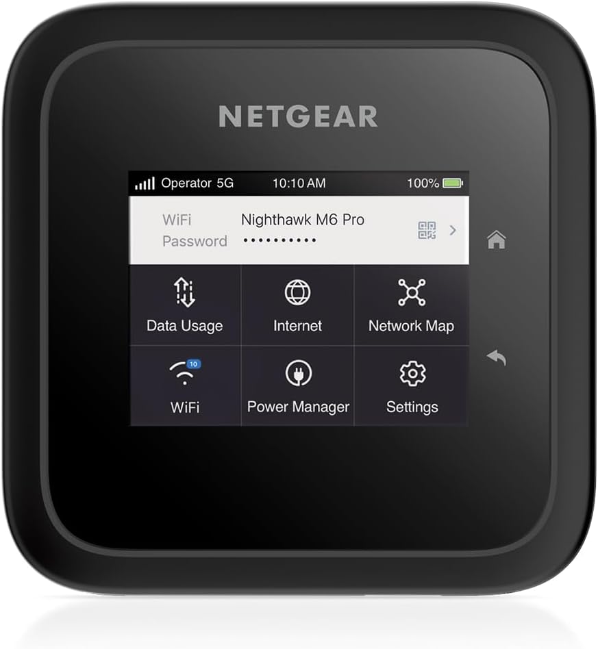 NETGEAR Nighthawk M6 Pro Mobile Hotspot 5G mmWave, 8Gbps, Unlocked, AT&T, T-Mobile, Verizon International Roaming 125 Countries, WiFi 6E, Portable Device for Travel, Modem Wireless Router (MR6550)