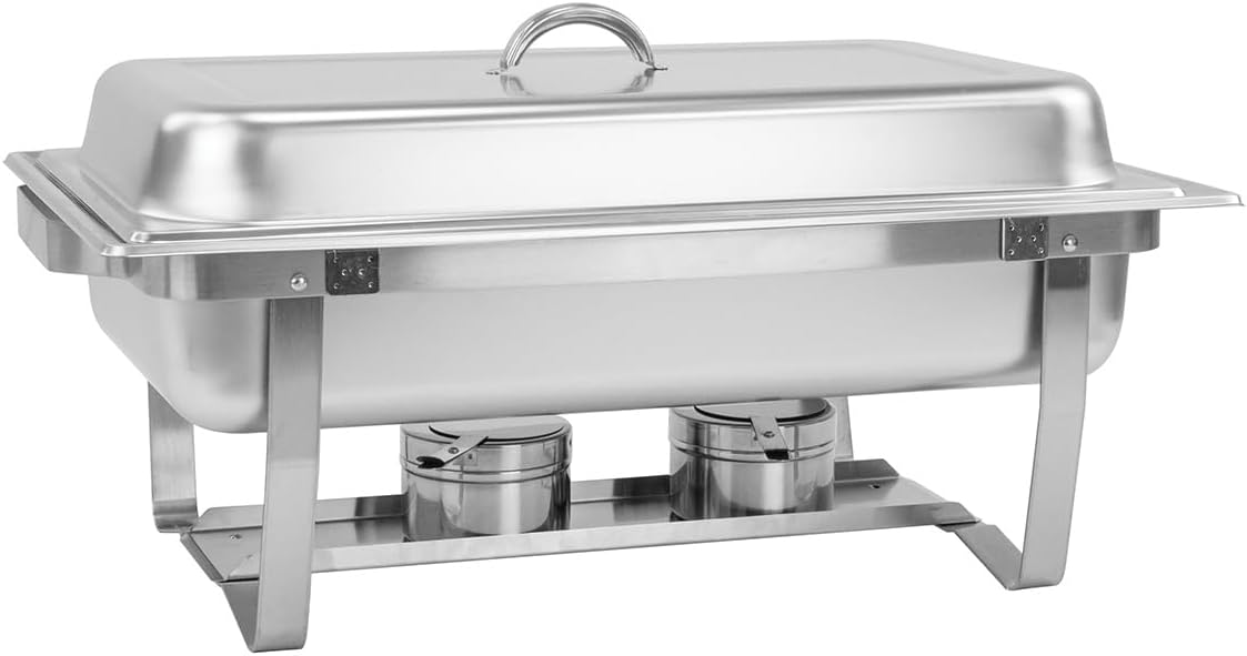 SQ Professional Banquet Stainless Steel Foldable Chafing Dish - Single Compartment Buffet server food warmer Catering Tray with Lid for Restaurant Catering Parties Weddings -9.5L