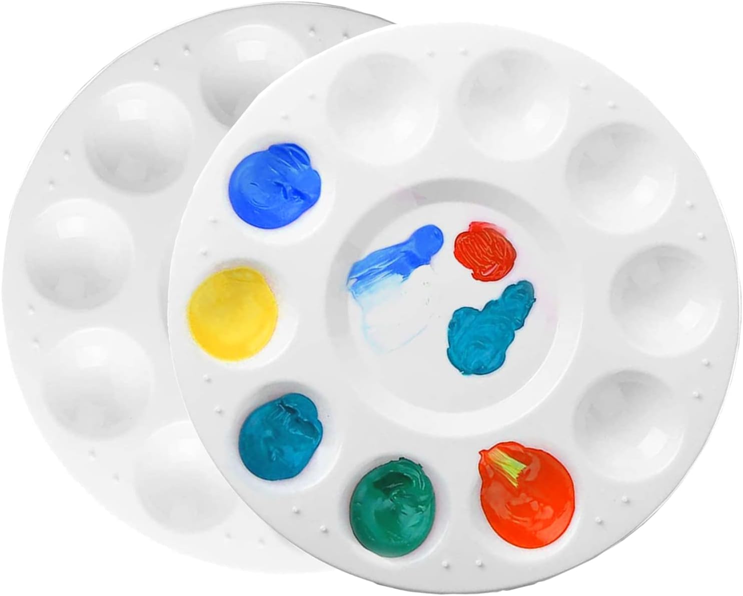 Painting Palette Paint Tray Palettes Plastic Round Palette Color Palette Mixing Palette for Painting and Oil DIY Craft Professional Art Painting(2 PCS)