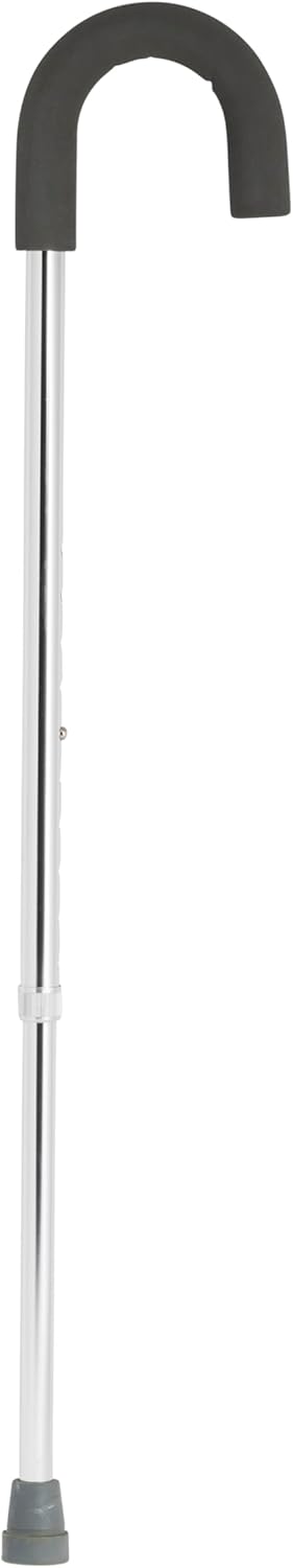 Round Handle Aluminum Walking Cane with Foam Grip, Silver