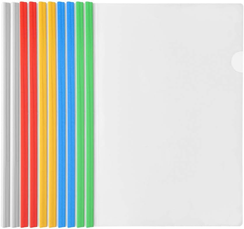upain10 Pieces A4 Report Covers with Sliding Bar Clear Files Report Transparent Project Presentation Slide Binder Folders for Home School Office Documents Classification