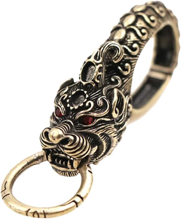 Garneck Vintage Brass Keychain Brass Dragon Design Swivel Snap Hook Handmade Key Chain Keyring Carabiner Clip Bottle Opener