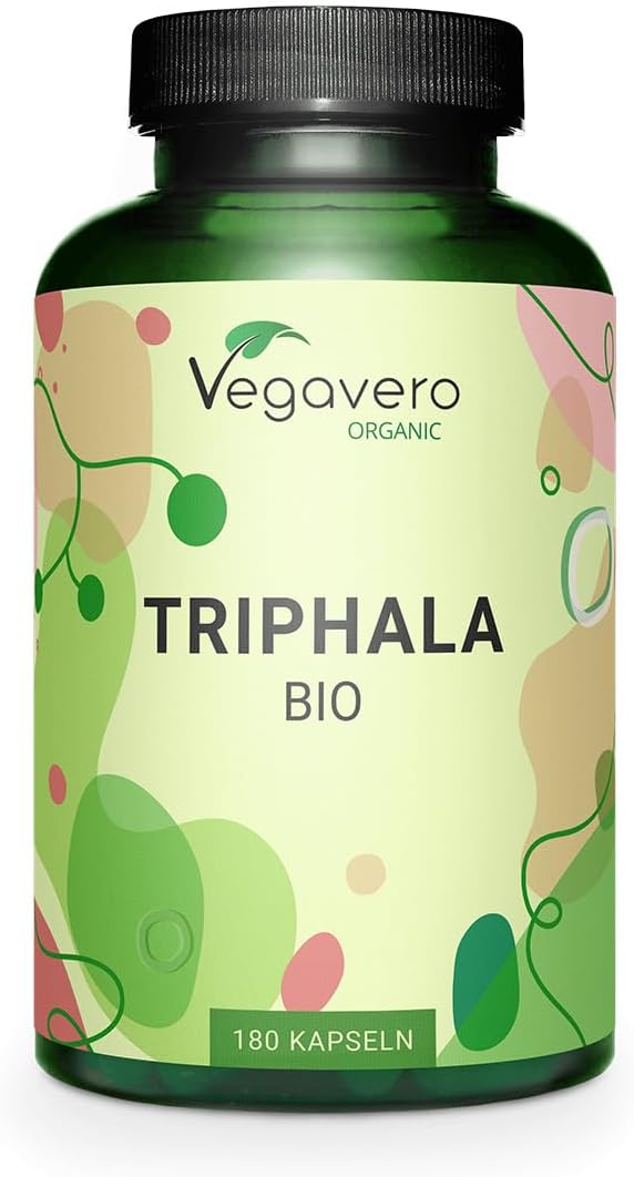 Vegavero Pure Triphala Powder Organic 1300 mg | 180 Capsules (3 Month Supply) | NO Additives, Lab-Tested | Ayurveda Products | Gut Health Supplements & Immune System Booster | Vegan
