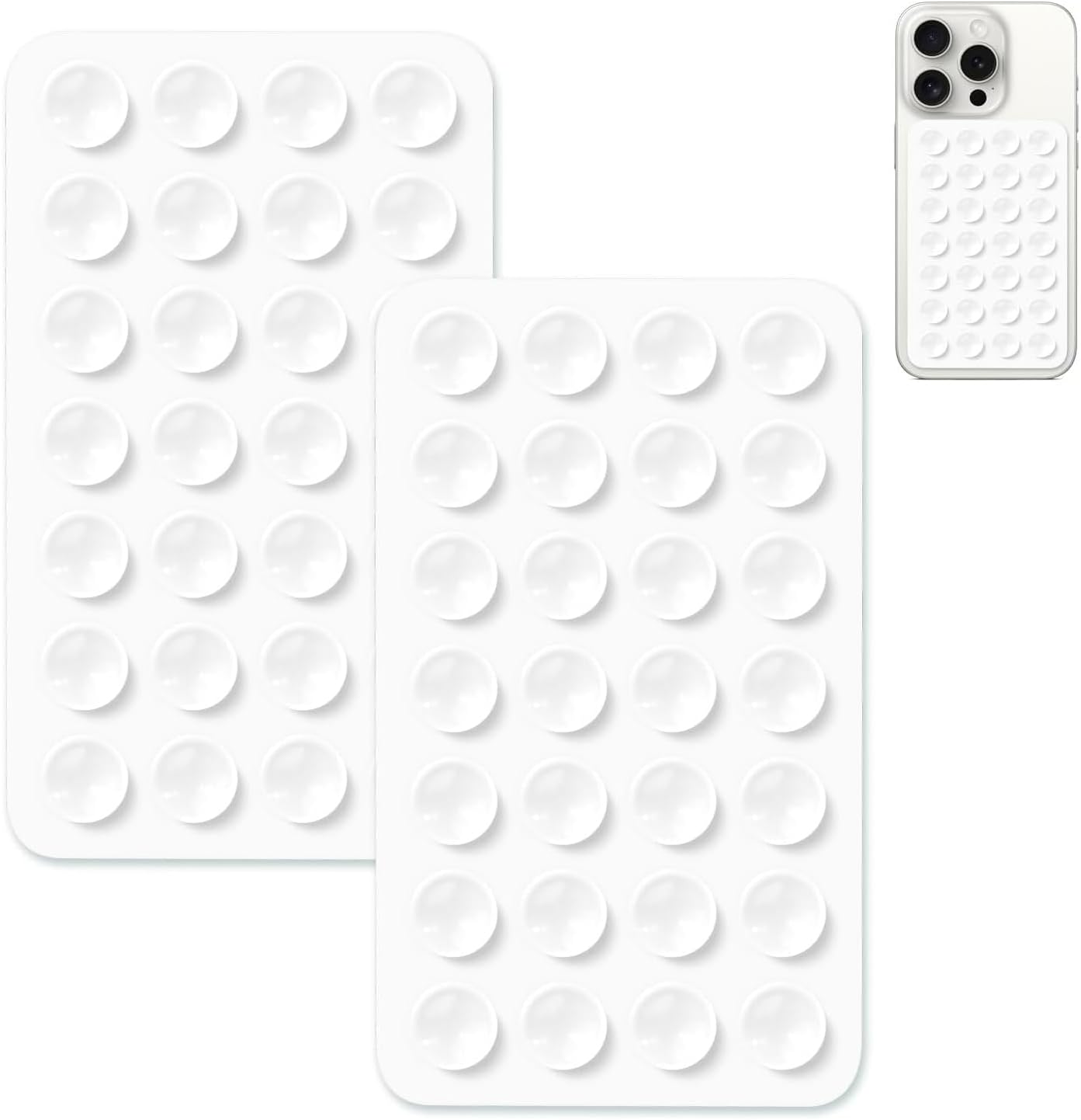 28 Suction Cups Silicone Suction Phone Case Mount,Hands-Free Strong Grip Holder for Selfies and Videos,Non Slip Sticky Phone Grip for All Smartphone (white)